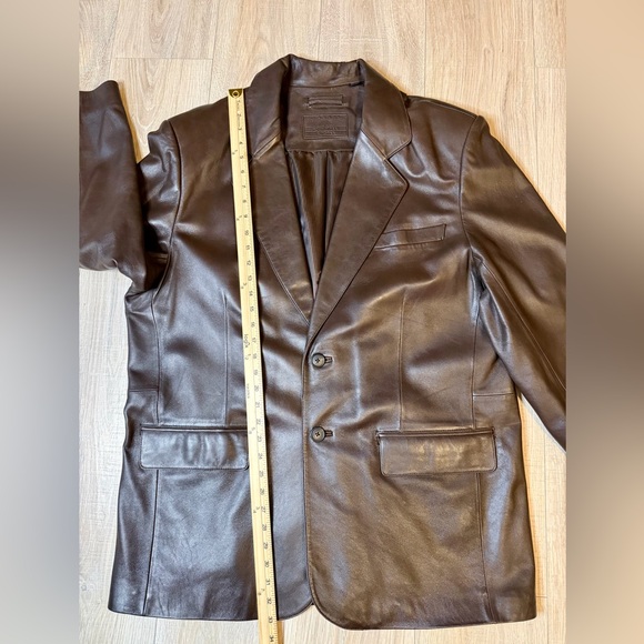 Roundtree & Yorke XL Brown Leather Blazer Coat Classic Notch Lapel Men’s Jacket - Picture 12 of 12